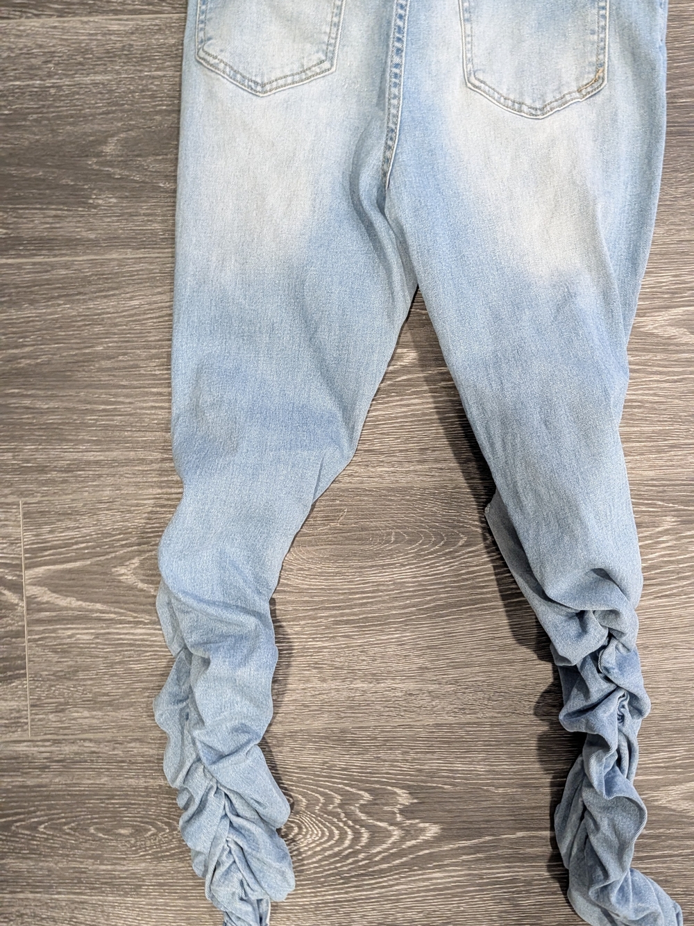 Light Blue Distressed Women’s Rouched Jeans - Picture 7 of 9